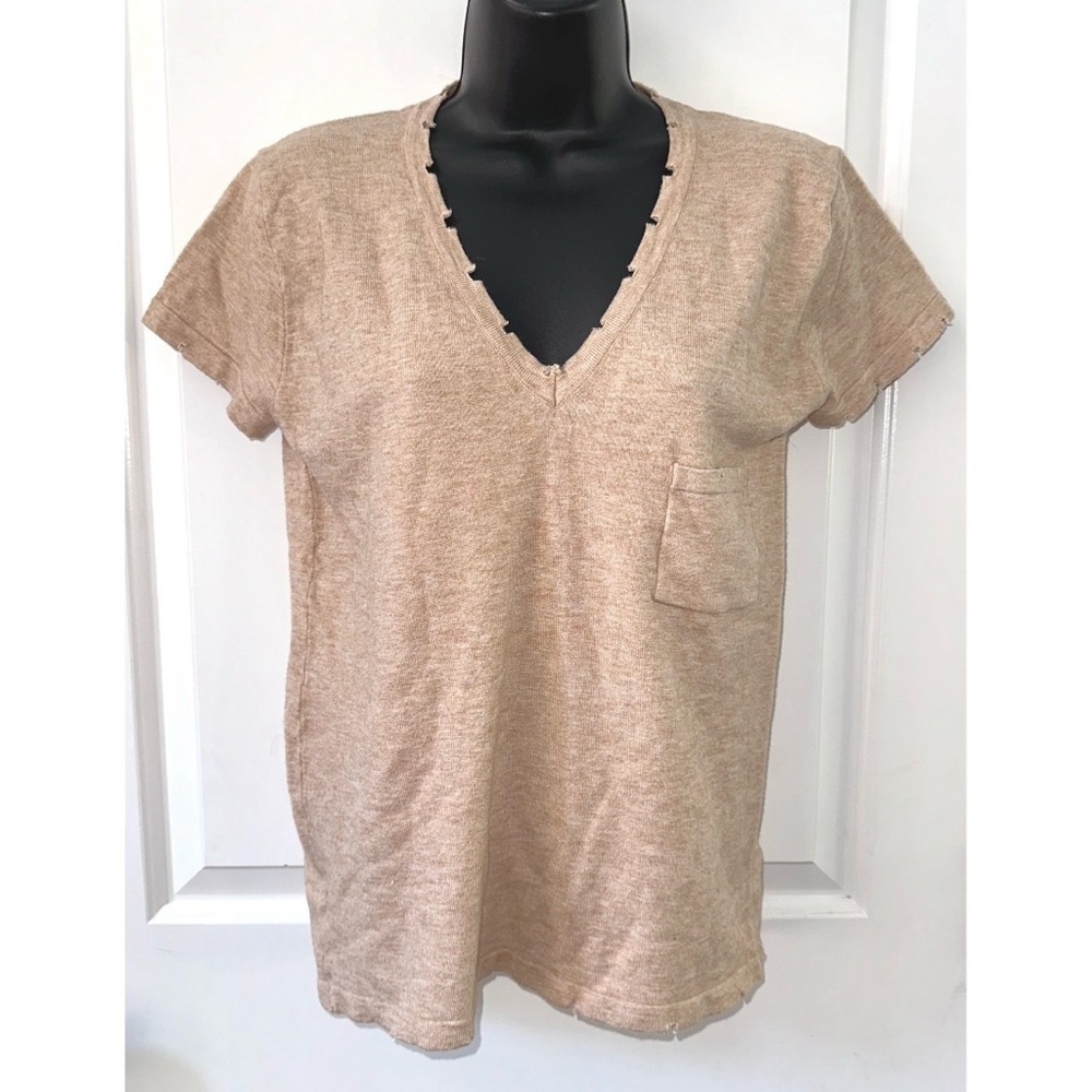 POL short sleeve tan knit top